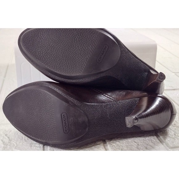 Coach Smooth Leather Heeled Booties Brown Women's Size 6.5 - Picture 7 of 13